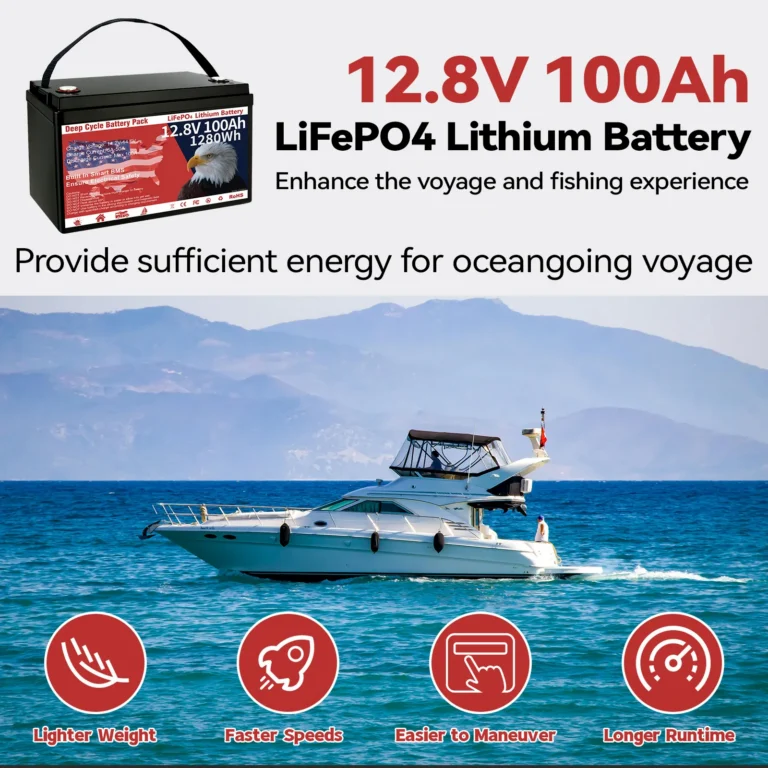 12V 100Ah LiFePO4 battery for marine electronics